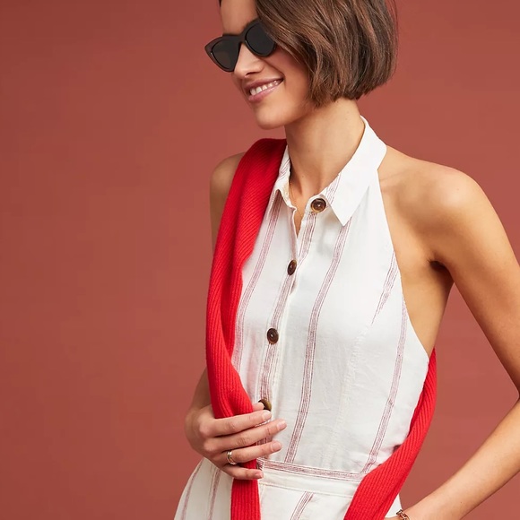 Button up striped halter top - Picture 2 of 7